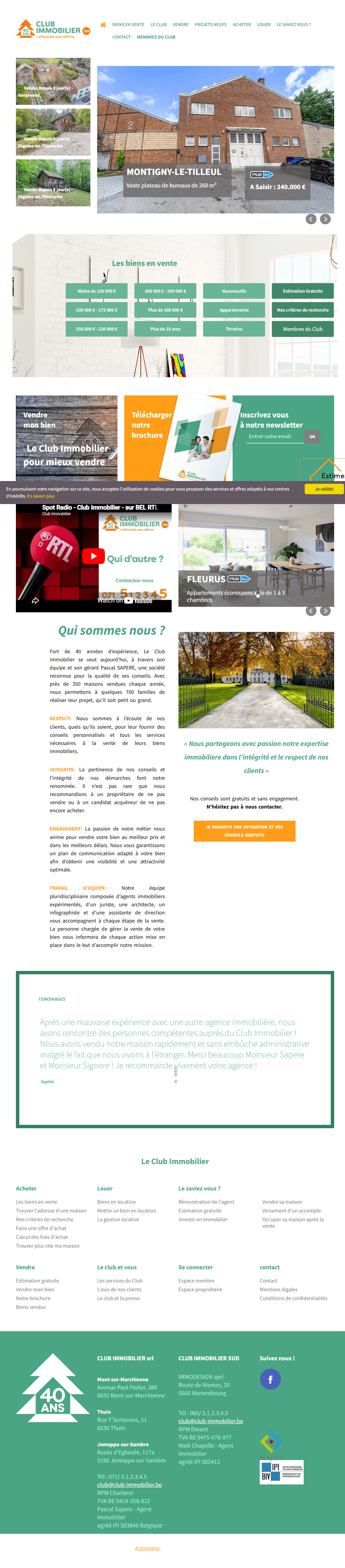 Club Immobilier's website before the redesign
